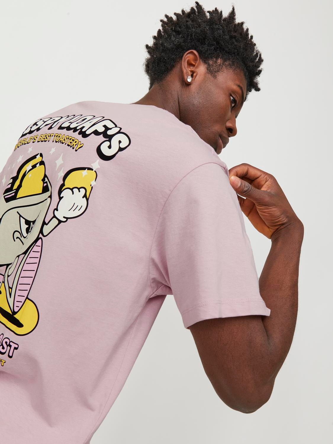 Jack & Jones Printed Crew neck T-shirt -Pink Nectar - 12254168