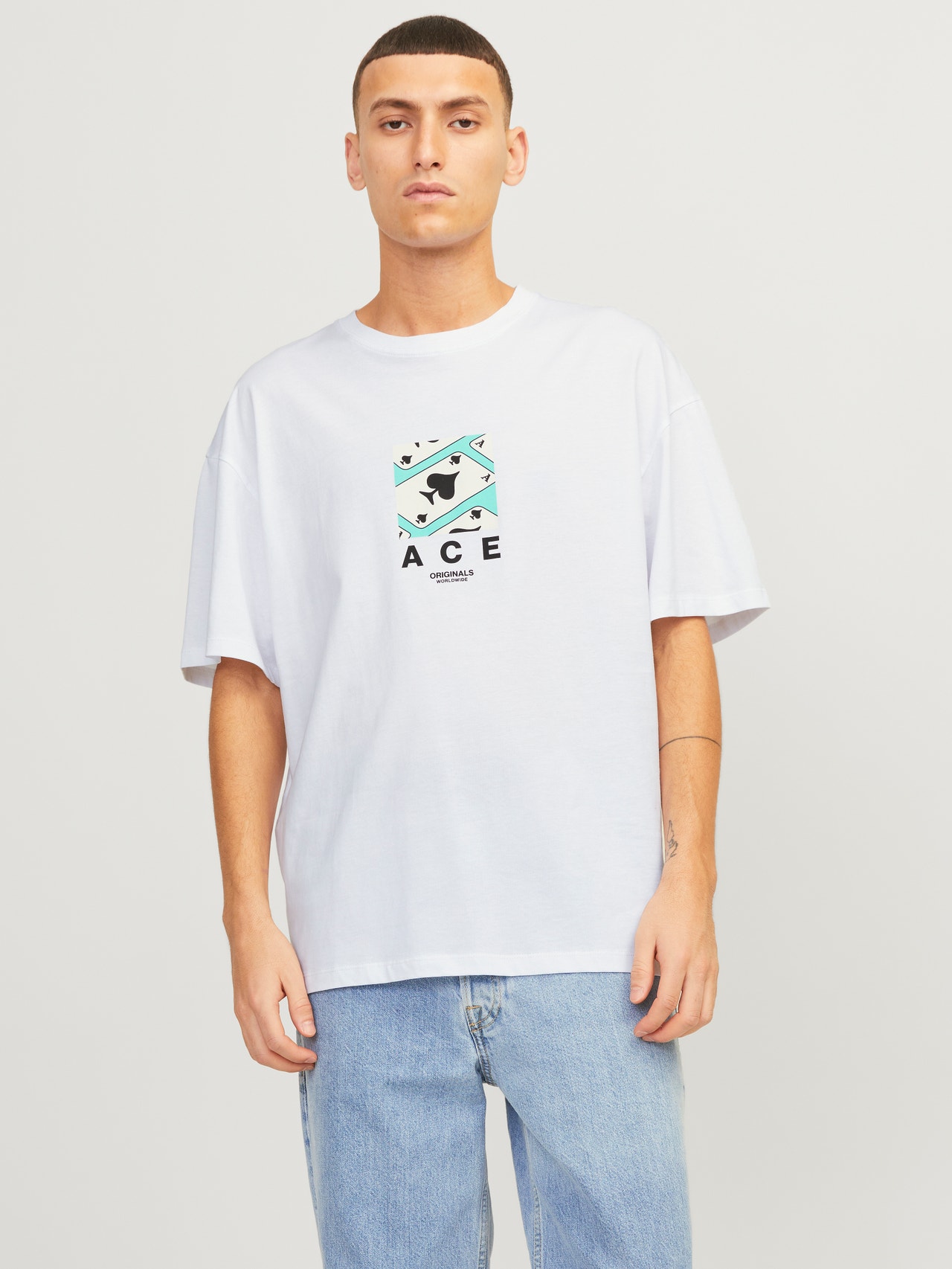 Jack & Jones Printed Crew neck T-shirt -Bright White - 12254169