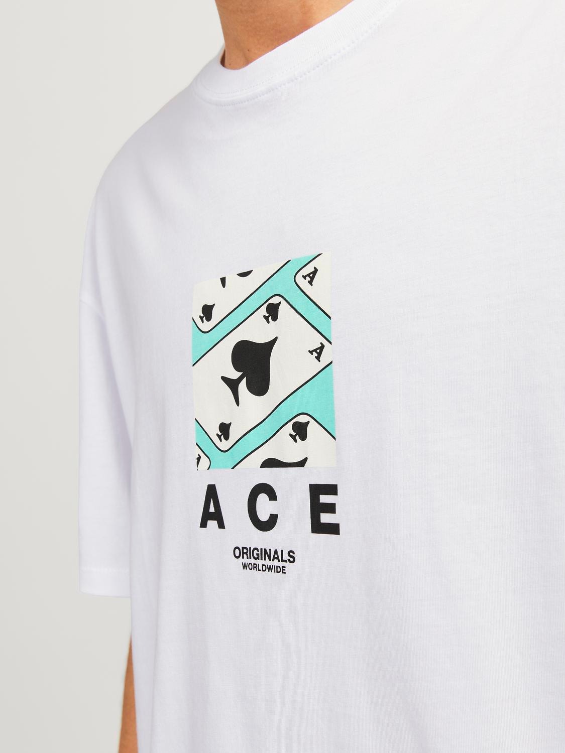 Jack & Jones Printed Crew neck T-shirt -Bright White - 12254169