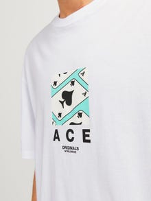 Jack & Jones Tryck Rundringning T-shirt -Bright White - 12254169