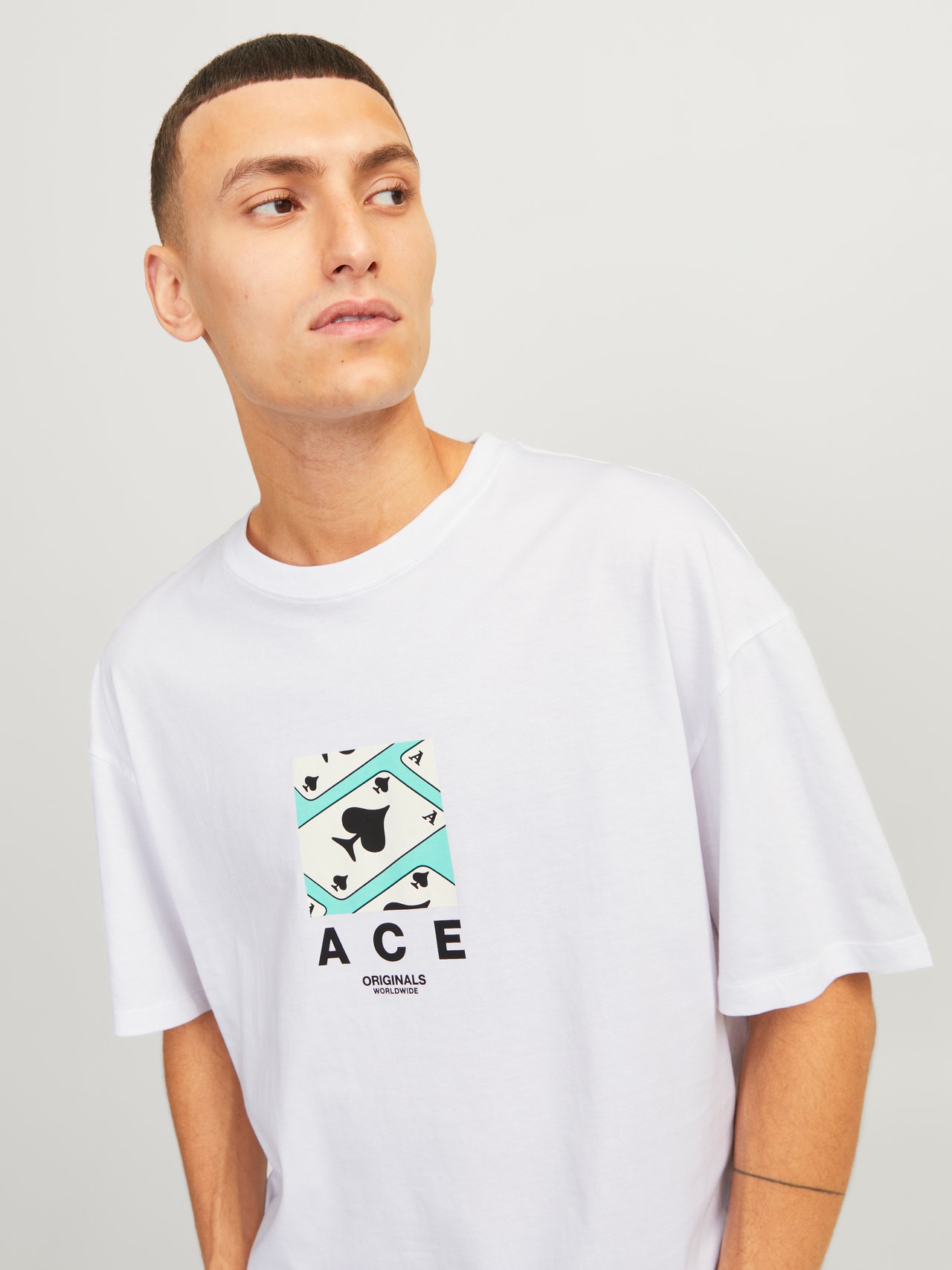 Jack & Jones Printed Crew neck T-shirt -Bright White - 12254169