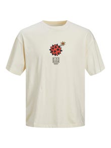 Jack & Jones Nadruk Okrągły dekolt T-shirt -Buttercream - 12254169