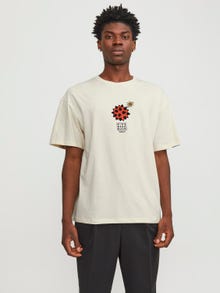 Jack & Jones Nadruk Okrągły dekolt T-shirt -Buttercream - 12254169