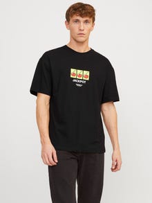 Jack & Jones Nyomott mintás Környak Trikó -Black - 12254169