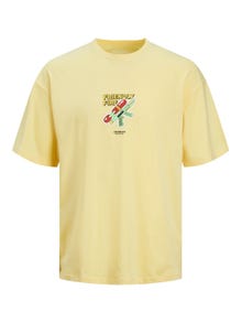 Jack & Jones Printet Crew neck T-shirt -Italian Straw - 12254169
