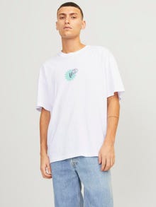 Jack & Jones Printed Crew neck T-shirt -Bright White - 12254175