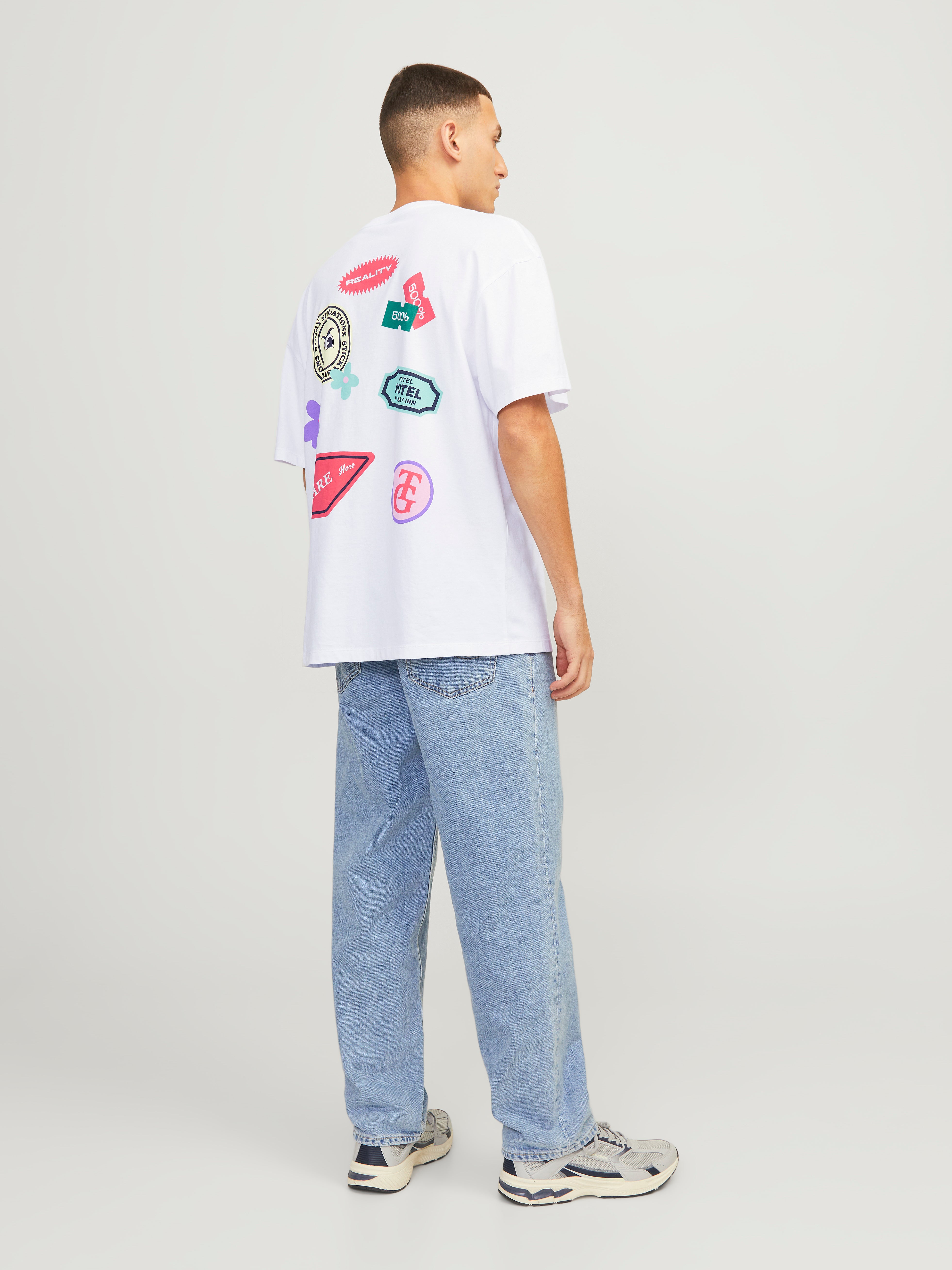 Jack & Jones Printed Crew neck T-shirt -Bright White - 12254175