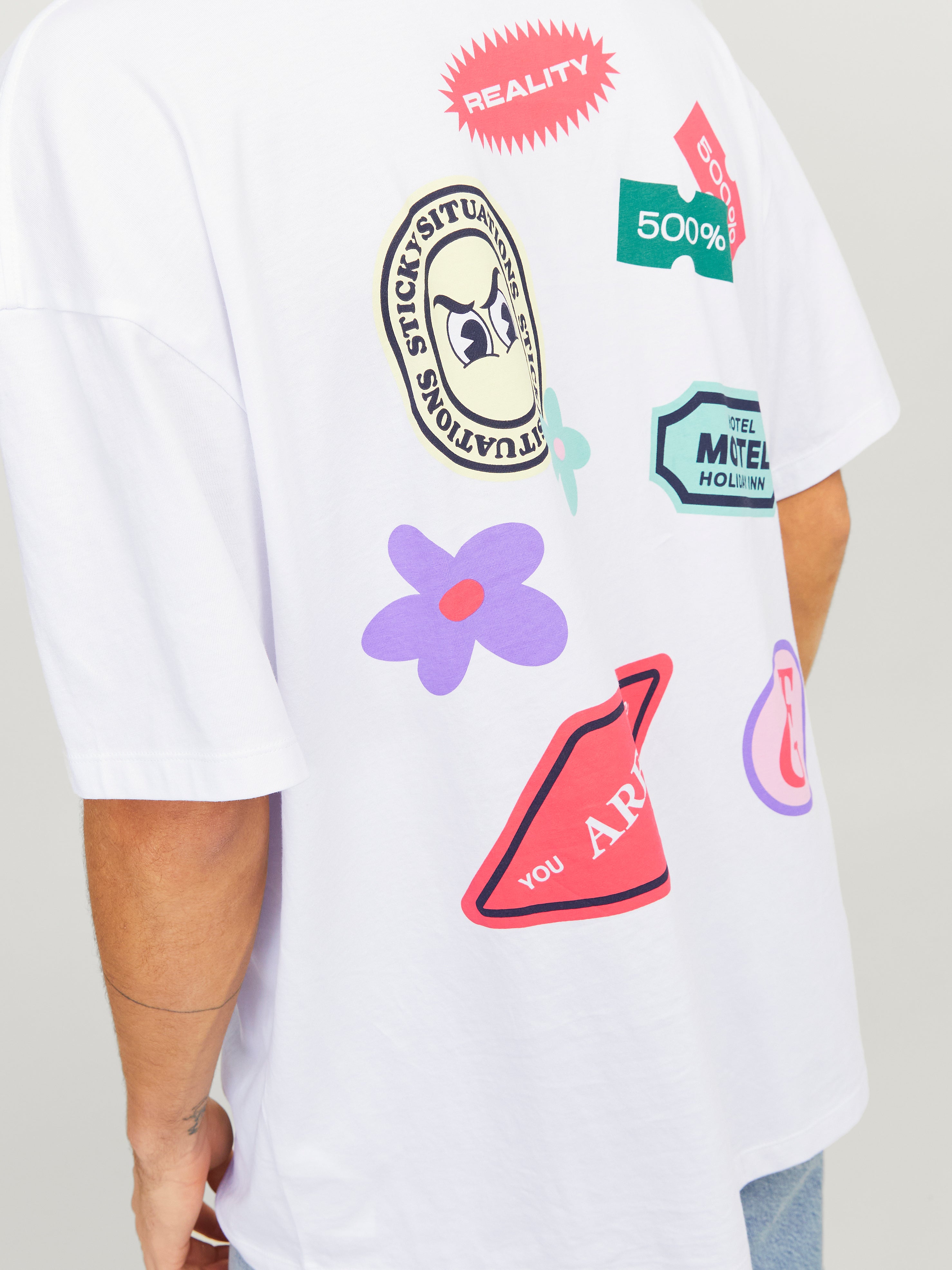 Jack & Jones Printed Crew neck T-shirt -Bright White - 12254175