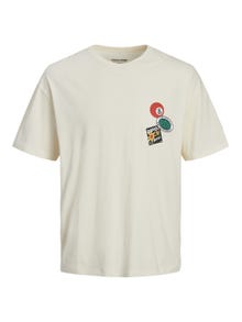 Jack & Jones Printed Crew neck T-shirt -Buttercream - 12254175