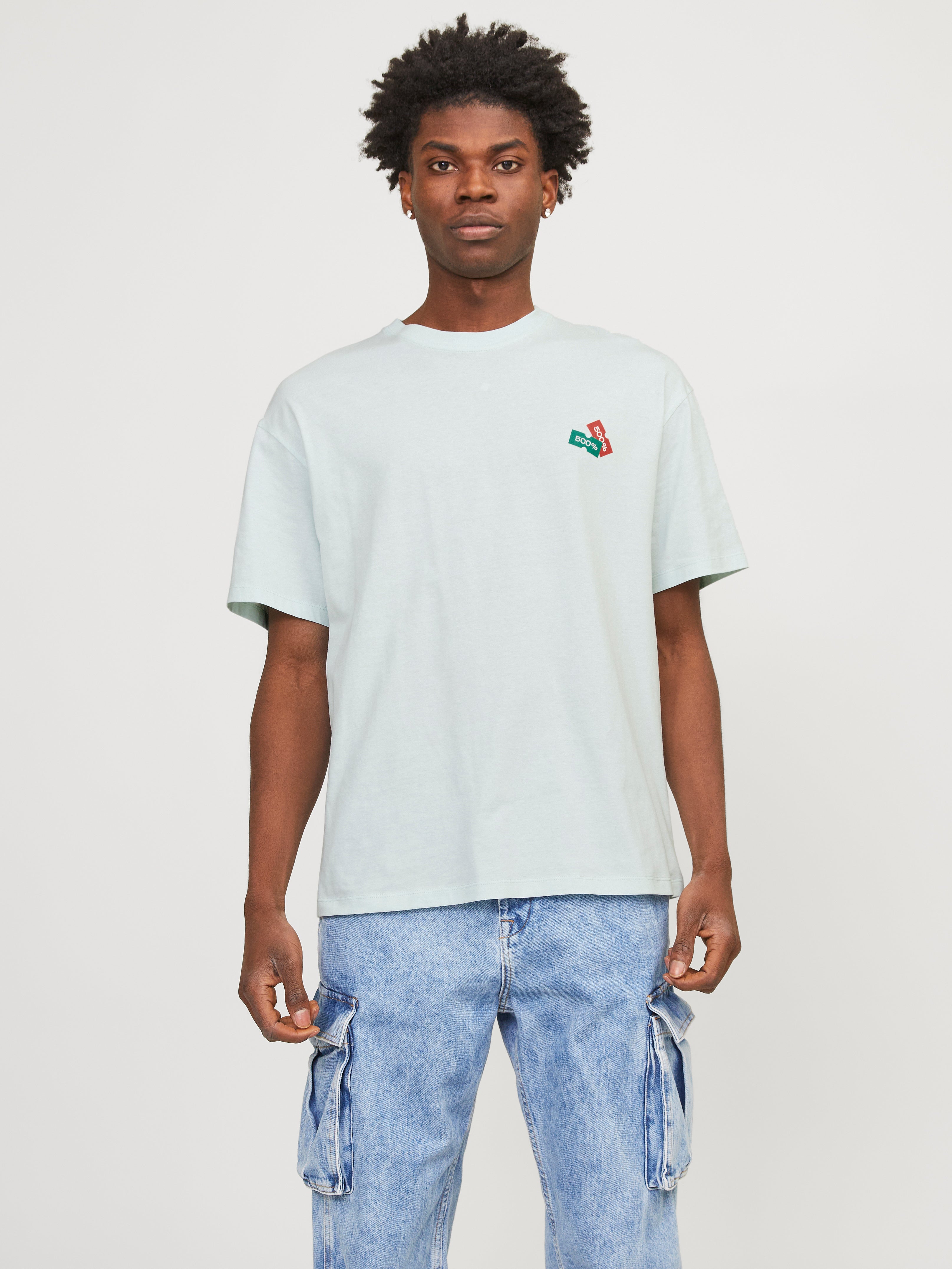Printed Crew neck T-shirt | Light Blue | Jack & Jones®
