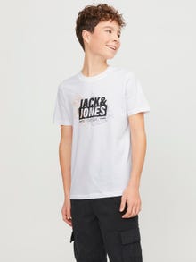 Jack & Jones Nadruk T-shirt Dla chłopców -White - 12254186