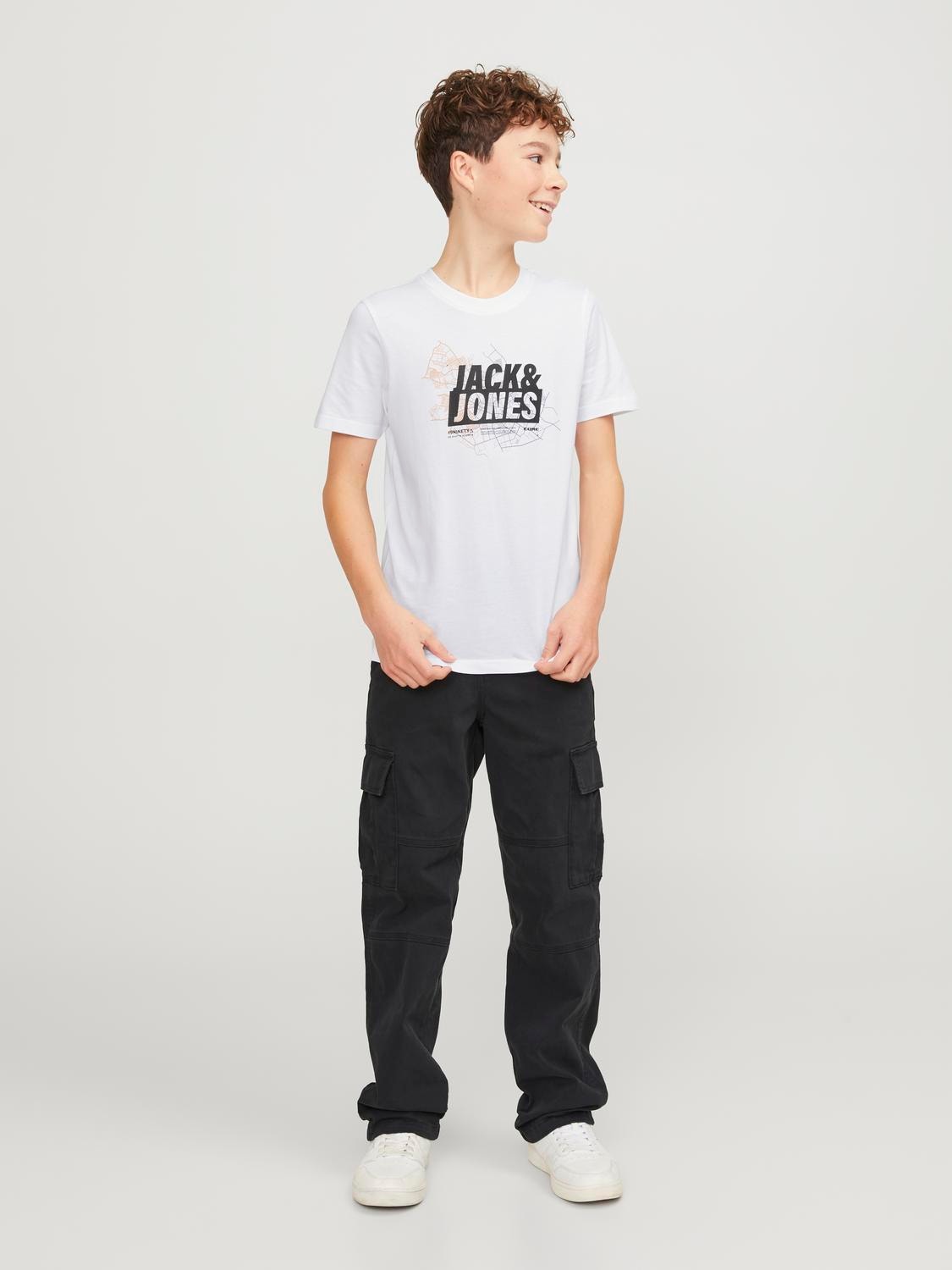 Jack & Jones Nadruk T-shirt Dla chłopców -White - 12254186