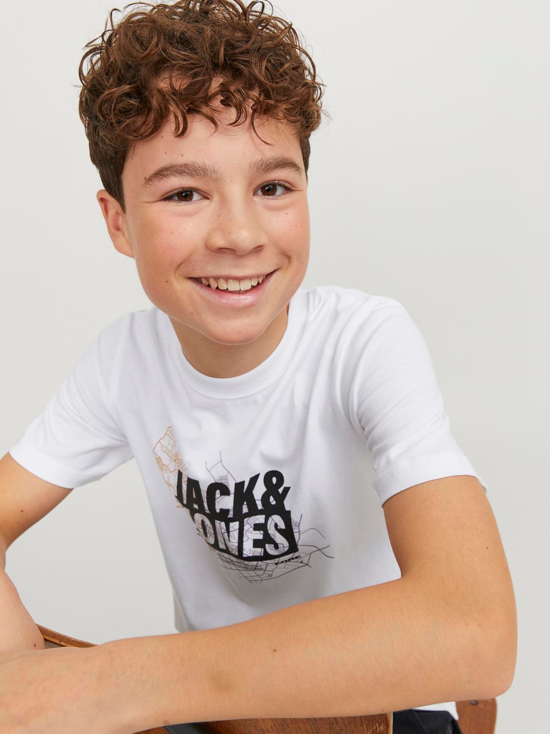 Jack & Jones Nadruk T-shirt Dla chłopców -White - 12254186