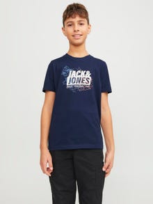 Jack & Jones Trykk T-skjorte For gutter -Navy Blazer - 12254186