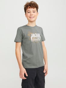 Jack & Jones Printet T-shirt Til drenge -Agave Green - 12254186