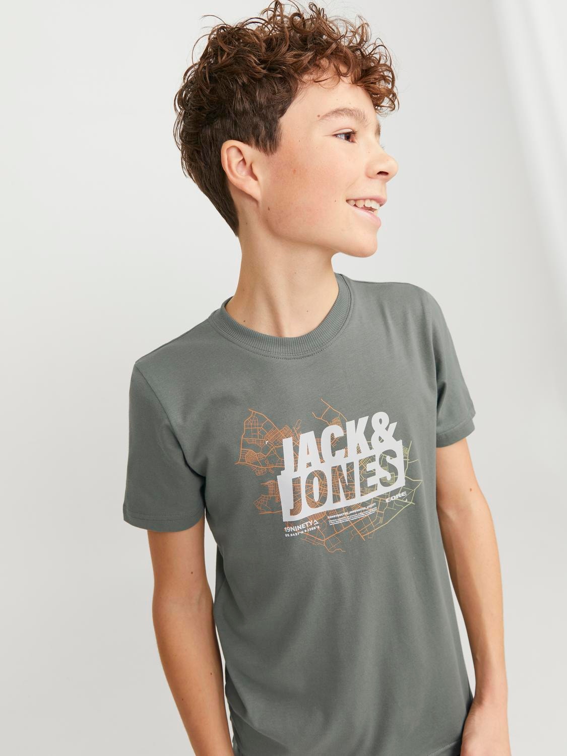 Jack & Jones Nadruk T-shirt Dla chłopców -Agave Green - 12254186