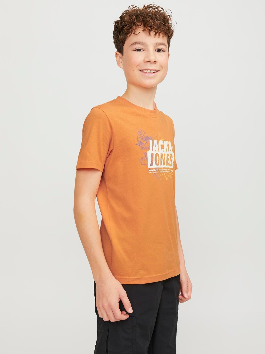 Jack & Jones Spausdintas raštas Marškinėliai For boys -Tangerine - 12254186