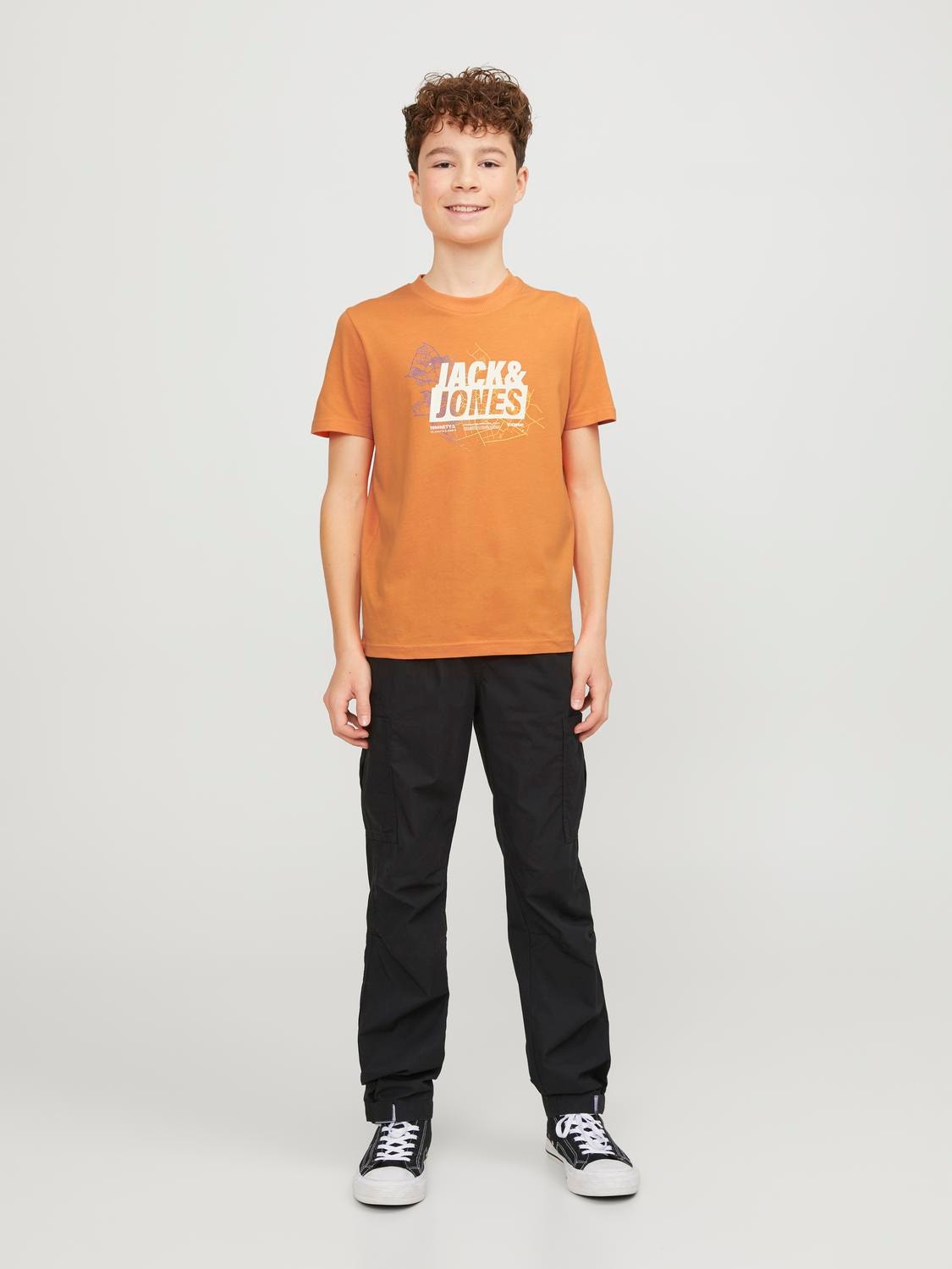 Jack & Jones Trykk T-skjorte For gutter -Tangerine - 12254186