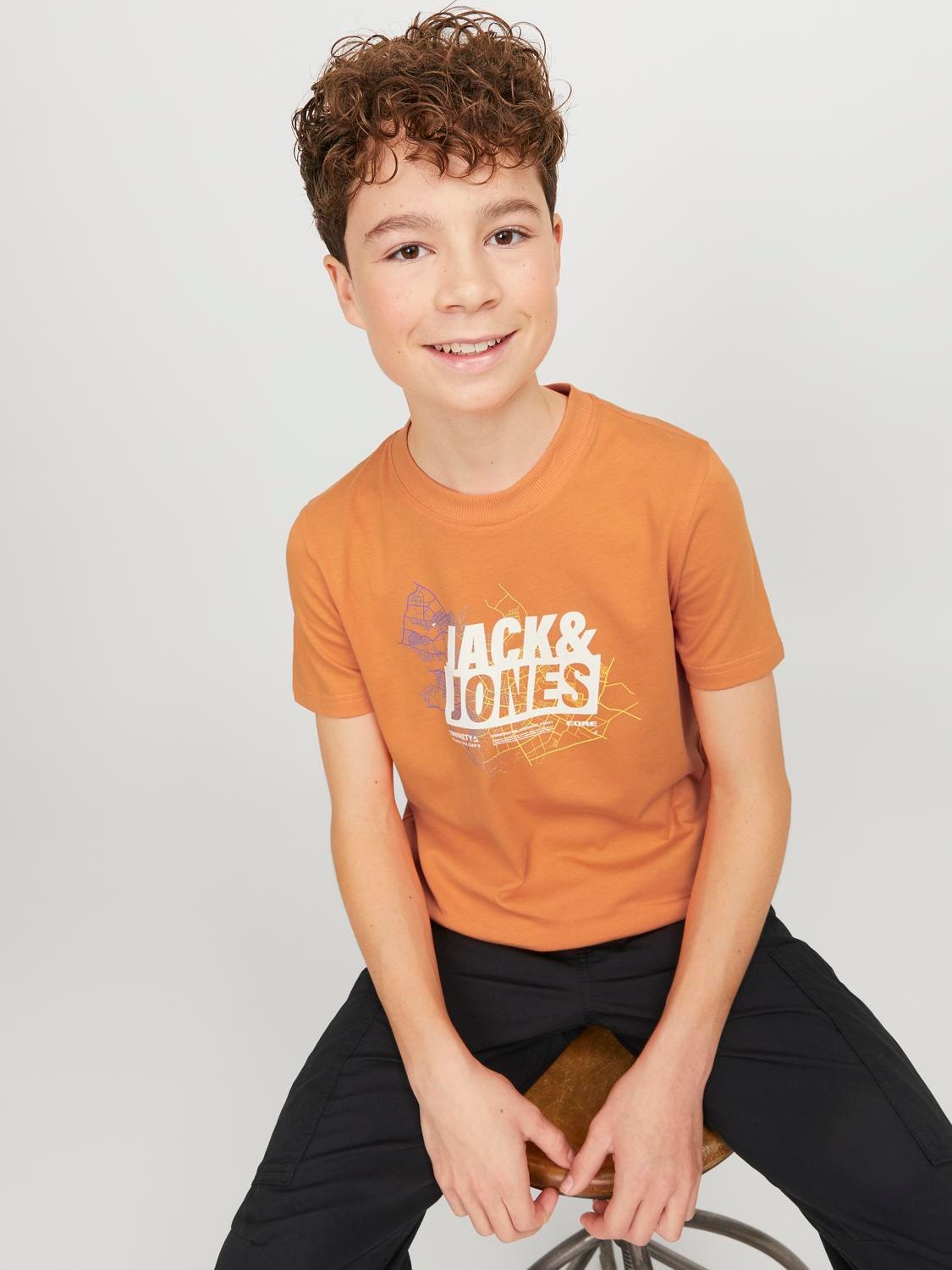 Jack & Jones Potištěný Tričko Junior -Tangerine - 12254186