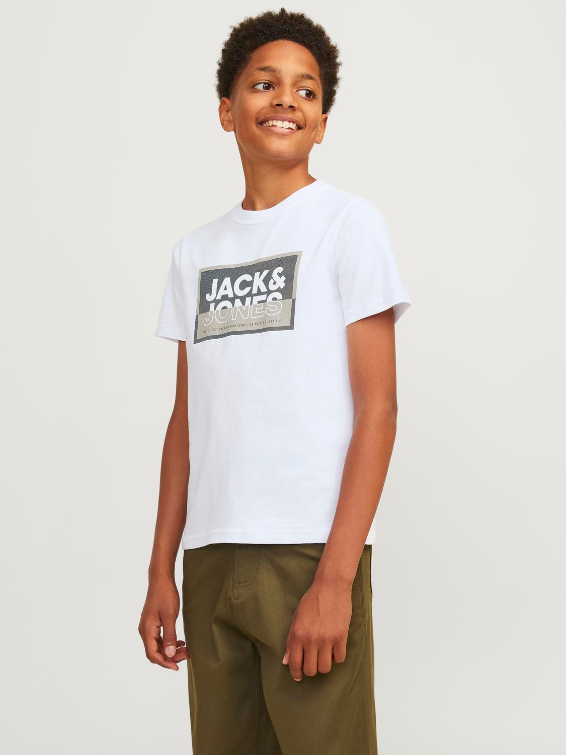 Jack & Jones Poikien Logo T-paita -White - 12254194