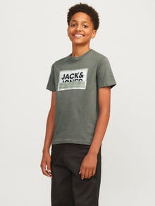 Jack & Jones Logo T-skjorte For gutter -Agave Green - 12254194