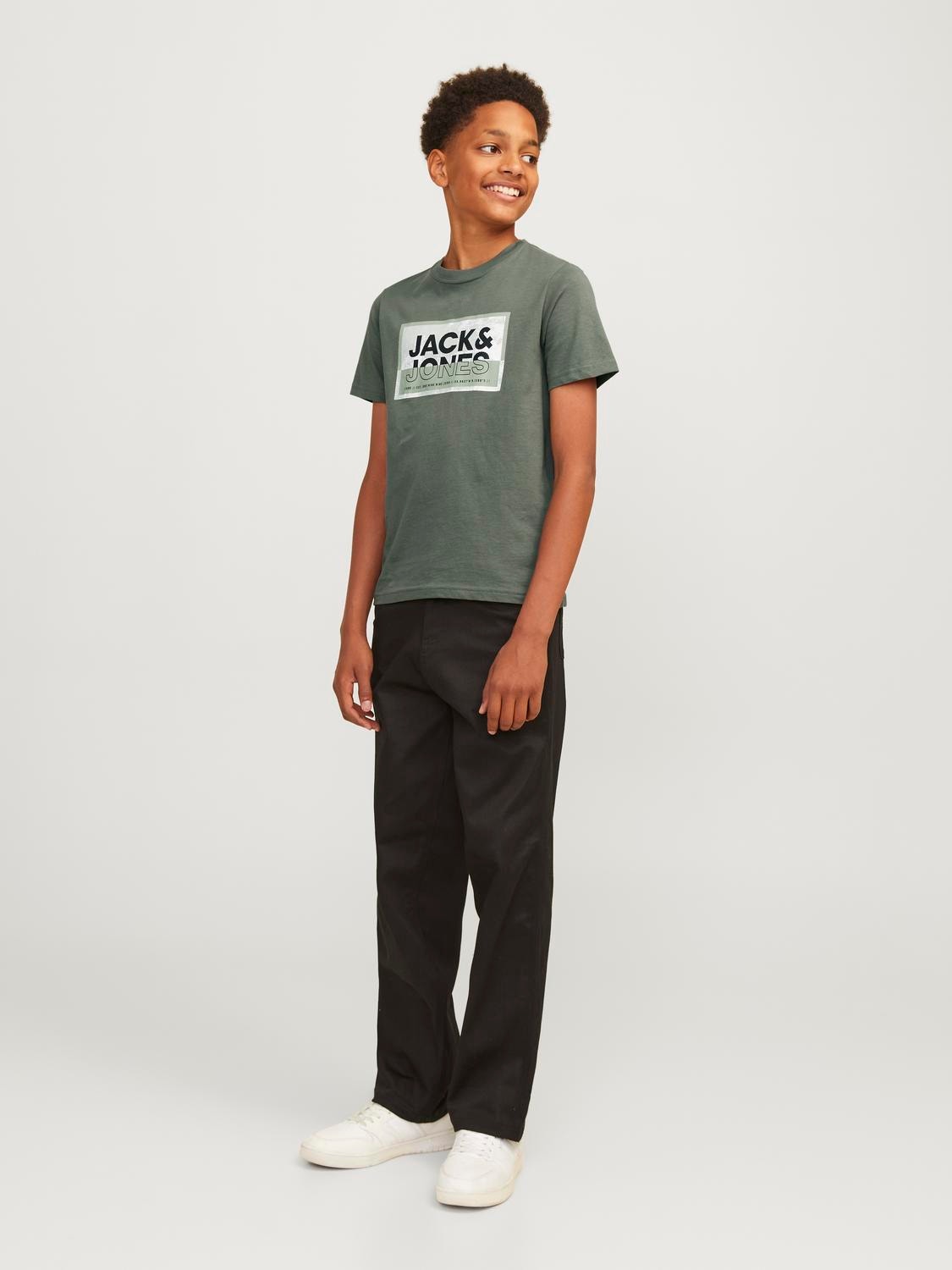 Jack & Jones Logo T-skjorte For gutter -Agave Green - 12254194