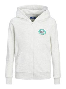 Jack & Jones Printed Zip Hoodie For boys -White Melange - 12254258