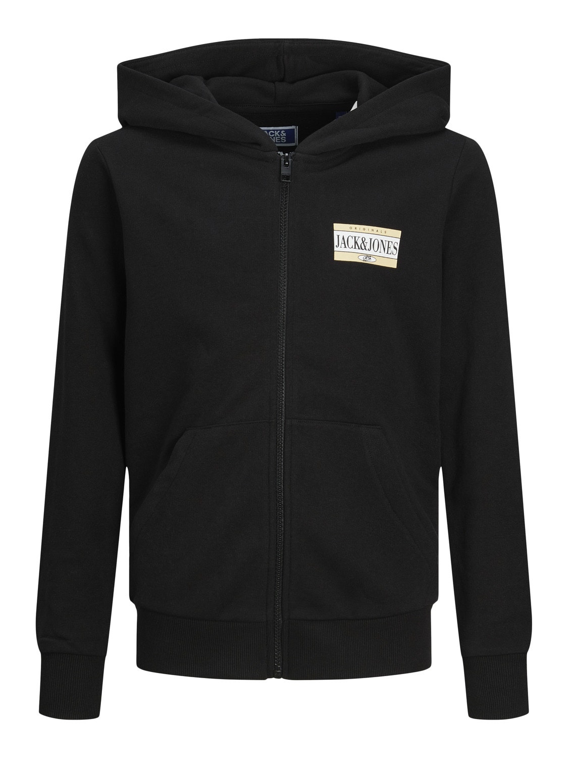 Jack & Jones Nyomott mintás Cipzáras Kapucnis Pulóver Ifjúsági -Black - 12254258