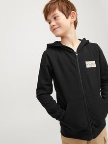 Jack & Jones Nyomott mintás Cipzáras Kapucnis Pulóver Ifjúsági -Black - 12254258