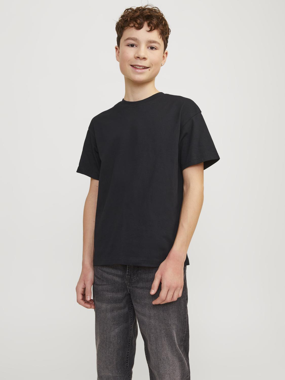 Jack & Jones Gładki T-shirt Dla chłopców -Black - 12254288