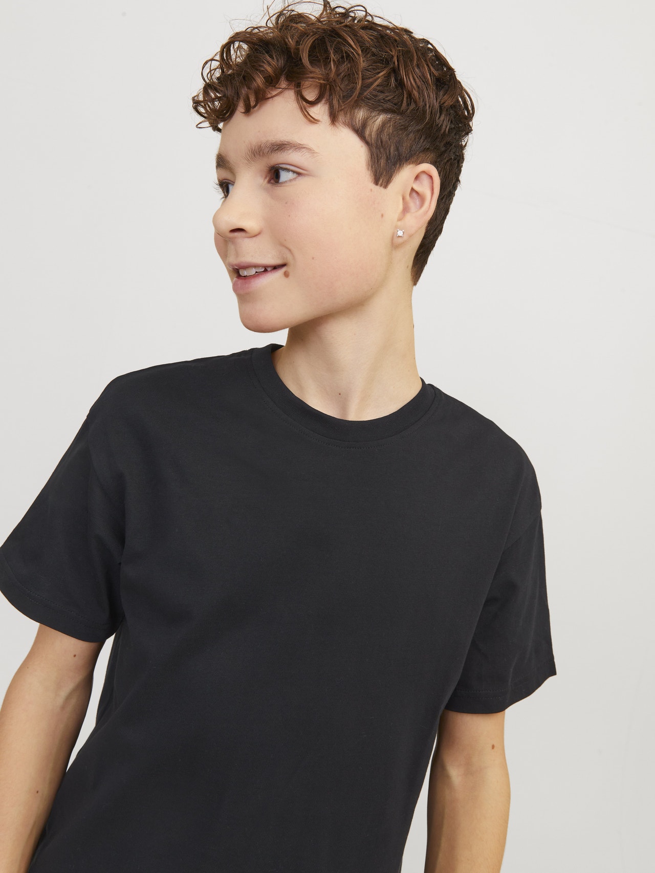 Jack & Jones Plain T-shirt For boys -Black - 12254288