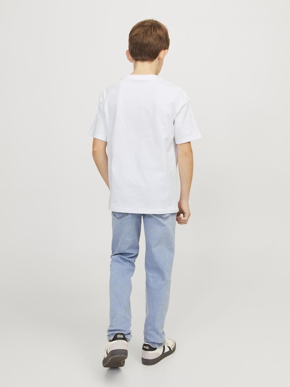 Jack & Jones Enfärgat T-shirt För pojkar -White - 12254288