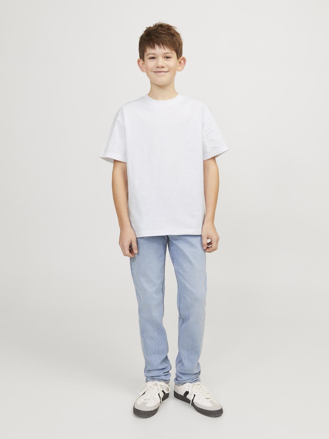 Jack & Jones Enfärgat T-shirt För pojkar -White - 12254288