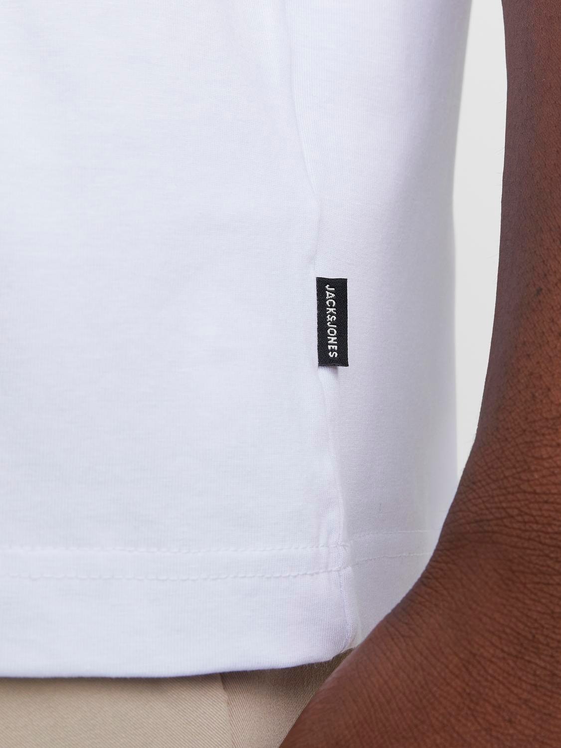 Jack & Jones Vienspalvis Apskritas kaklas Marškinėliai -White - 12254412