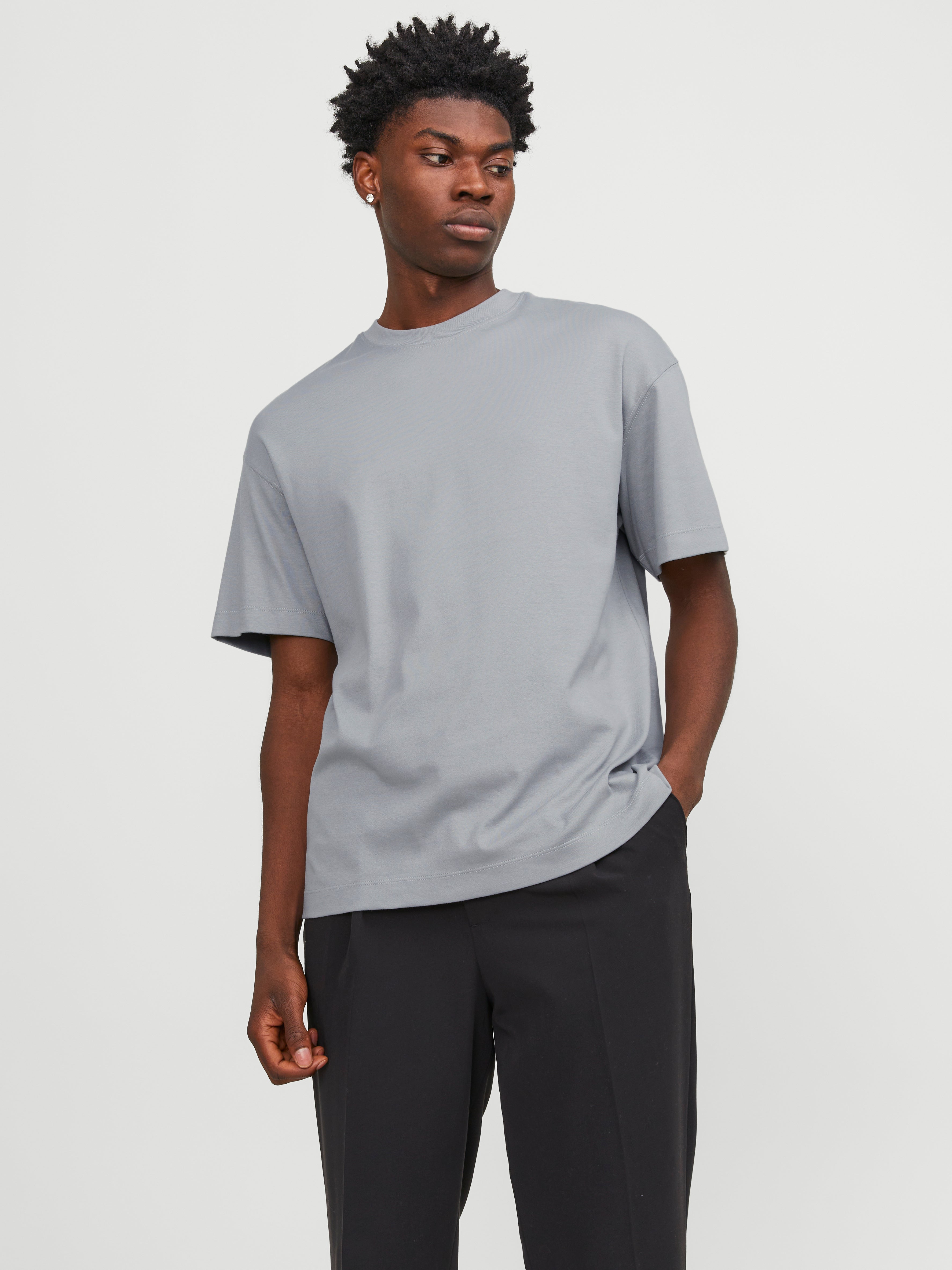 Jack & Jones Plain Crew neck T-shirt -Ultimate Grey - 12254412