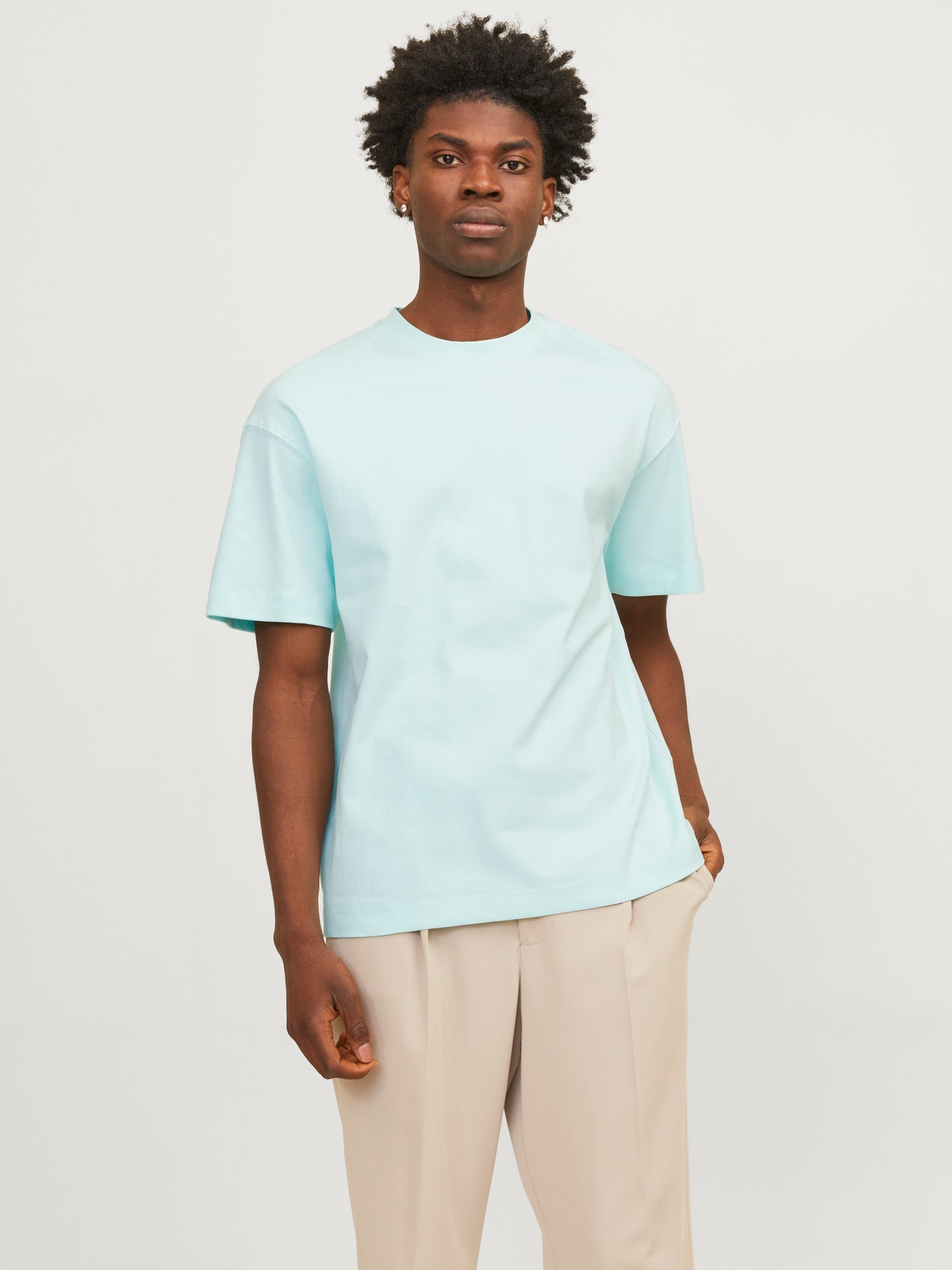 Jack & Jones Gładki Okrągły dekolt T-shirt -Soothing Sea - 12254412