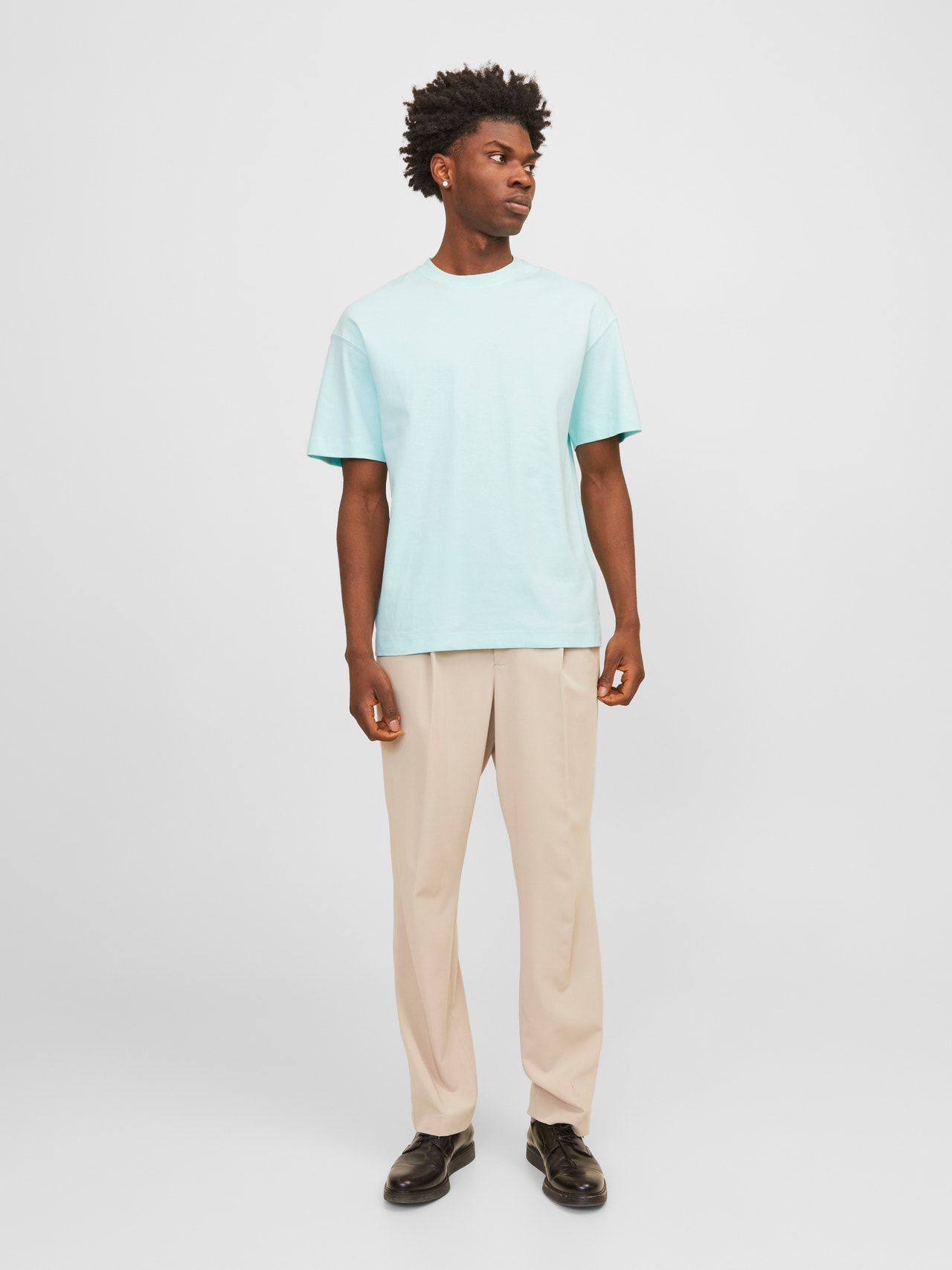 Jack & Jones Ühevärviline Ümmargune kaelus T-särk -Soothing Sea - 12254412