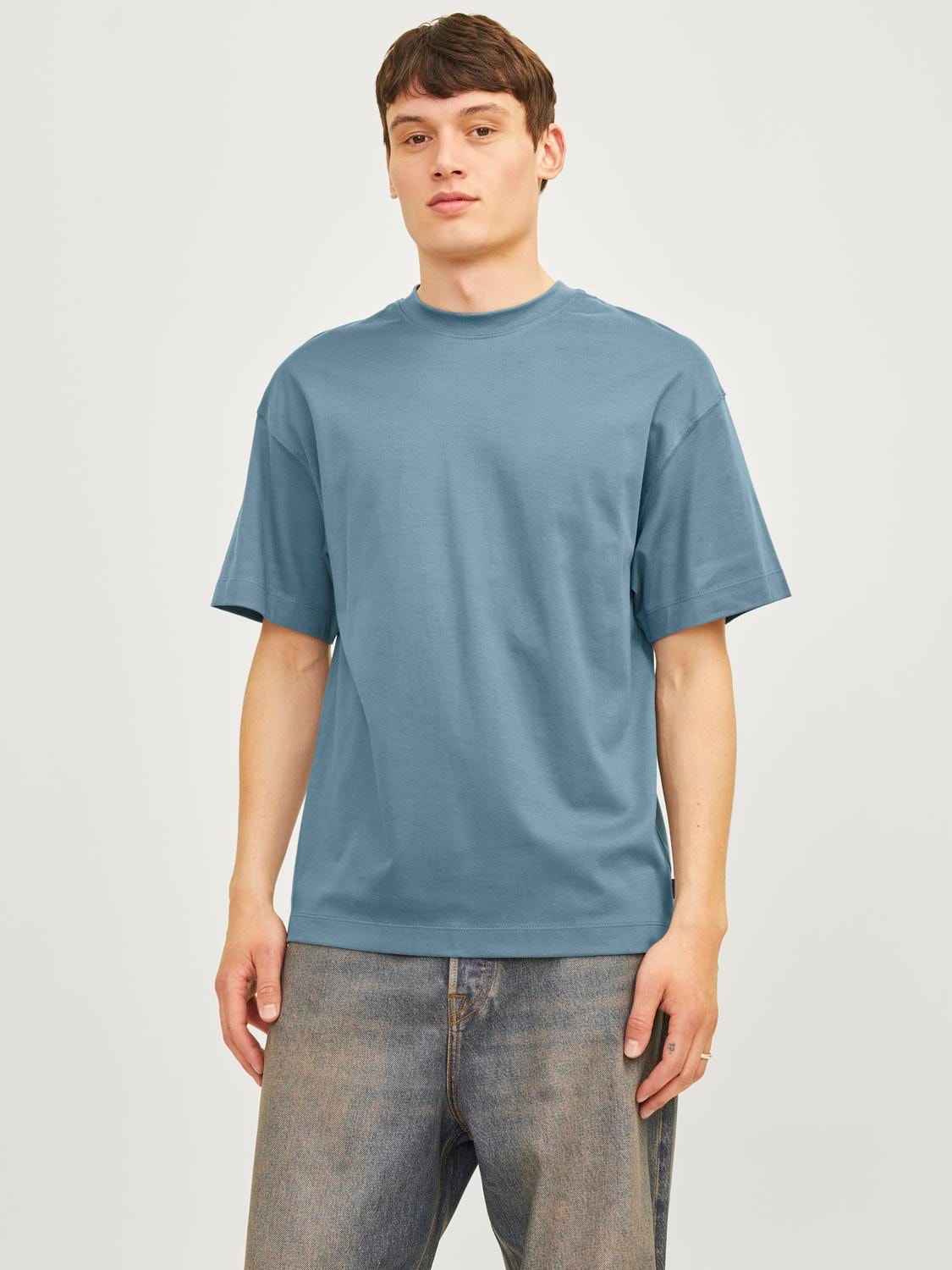 Jack & Jones Einfarbig Rundhals T-shirt -Goblin Blue - 12254412