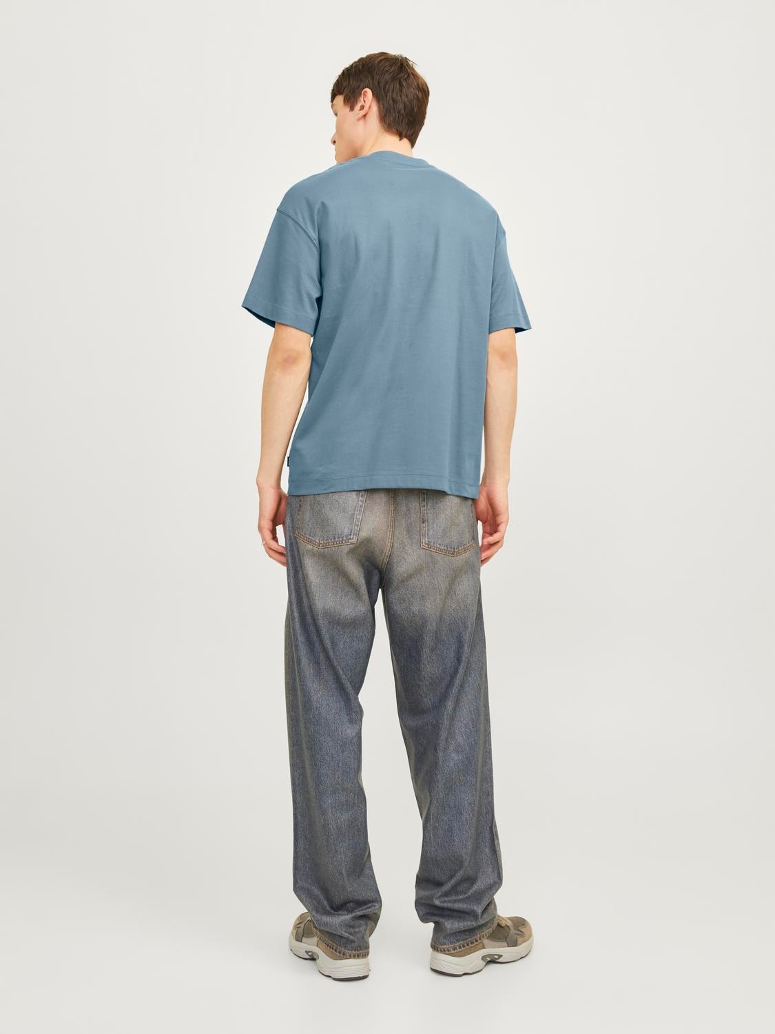 Jack & Jones Bez vzoru Kruhový výstřih Tričko -Goblin Blue - 12254412