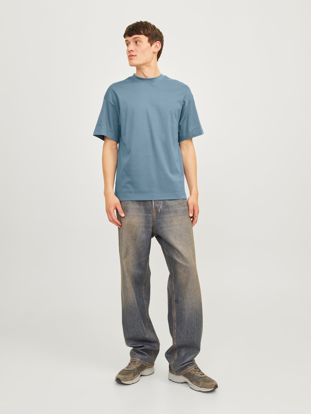 Jack & Jones Enfärgat Rundringning T-shirt -Goblin Blue - 12254412