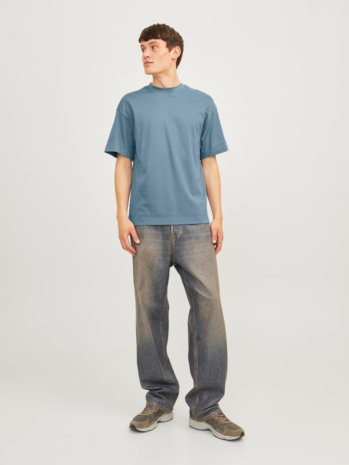 Jack & Jones T-shirt Liso Decote Redondo -Goblin Blue - 12254412