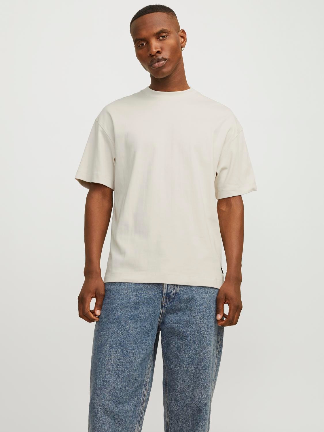 Jack & Jones Gładki Okrągły dekolt T-shirt -Moonbeam - 12254412