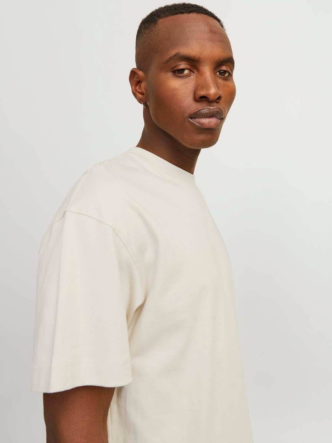 Jack & Jones Gładki Okrągły dekolt T-shirt -Moonbeam - 12254412