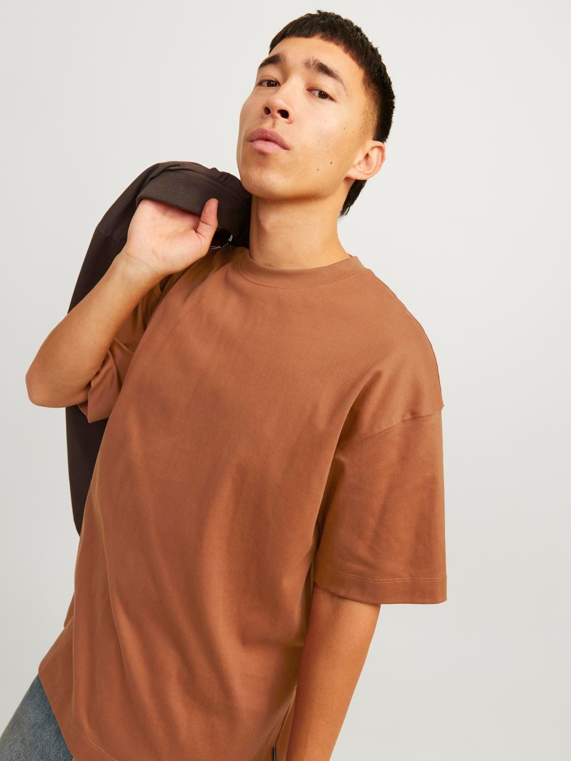 Jack & Jones Gładki Okrągły dekolt T-shirt -Mocha Bisque - 12254412