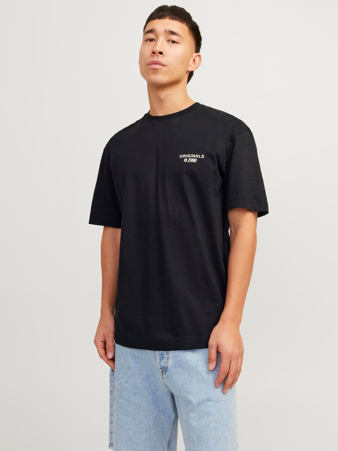 Jack & Jones Bedrukt Ronde hals T-shirt -Black - 12254419