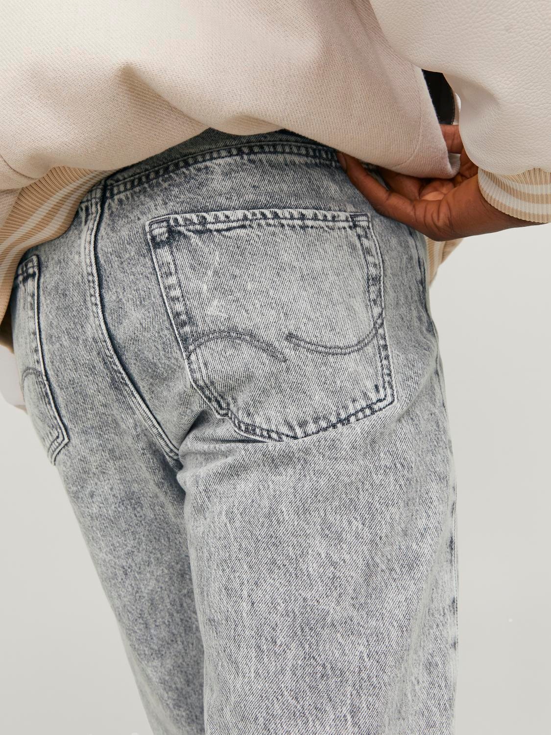 Girls Grey Acid Wash Patch Pocket Straight Jeans