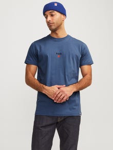 Jack & Jones RDD Gedrukt Ronde hals T-shirt -Vintage Indigo - 12254550