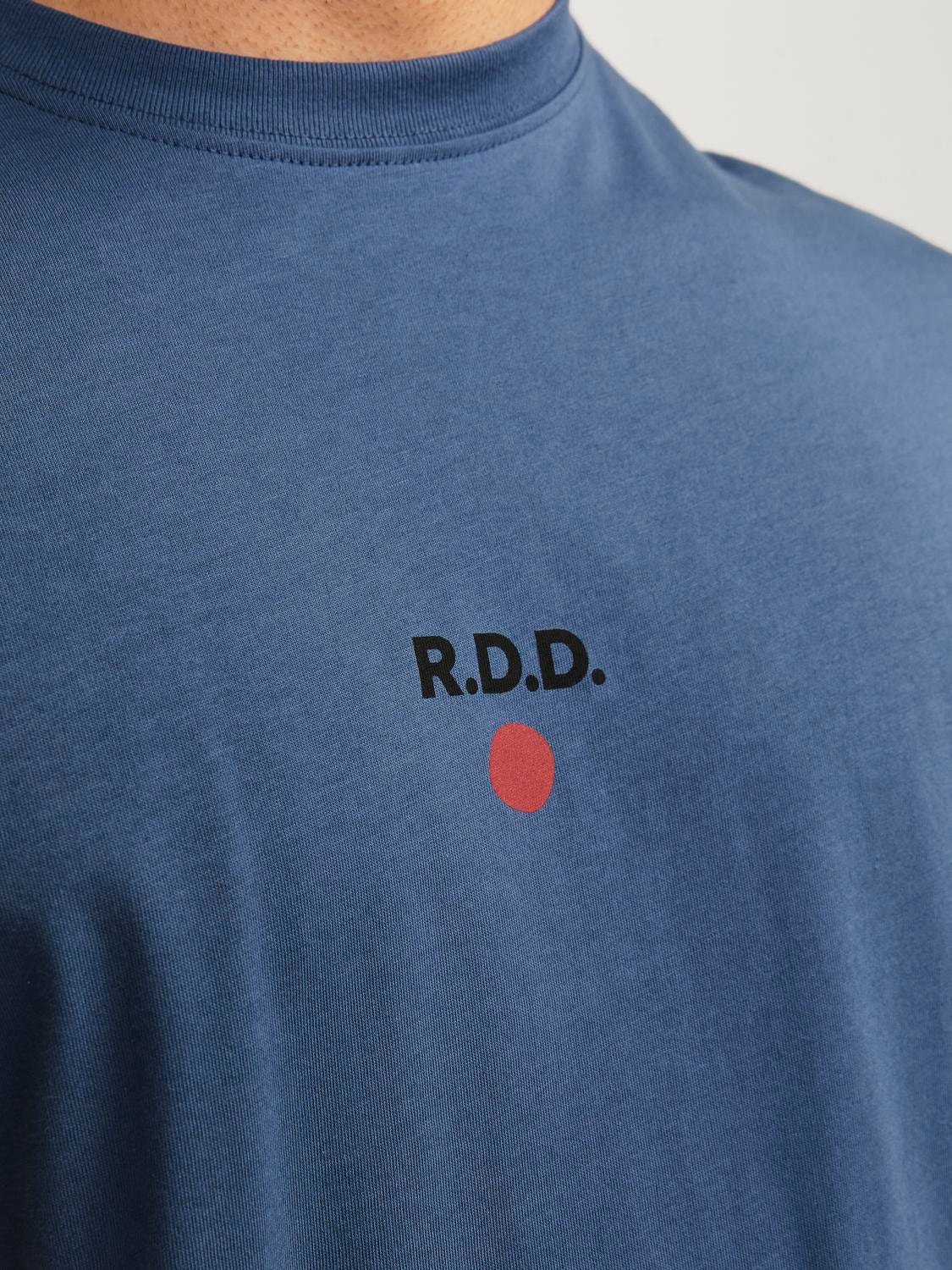 Jack & Jones RDD T-shirt Estampar Decote Redondo -Vintage Indigo - 12254550