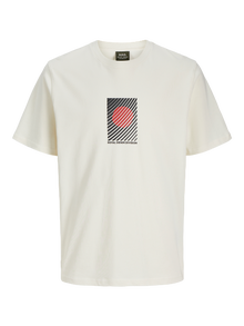 Jack & Jones RDD T-shirt Estampar Decote Redondo -Egret - 12254553