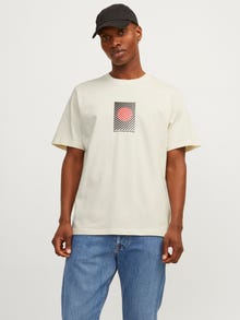 Jack & Jones RDD Painettu Pyöreä pääntie T-paita -Egret - 12254553